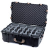 Pelican 1650 Case, Black with Desert Tan Handles & Push-Button Latches Gray Padded Dividers with Convoluted Lid Foam ColorCase 016500-0070-110-311