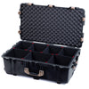 Pelican 1650 Case, Black with Desert Tan Handles & Push-Button Latches TrekPak Divider System with Convoluted Lid Foam ColorCase 016500-0020-110-311