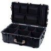 Pelican 1650 Case, Black with Desert Tan Handles & Push-Button Latches TrekPak Divider System with Mesh Lid Organizer ColorCase 016500-0120-110-311