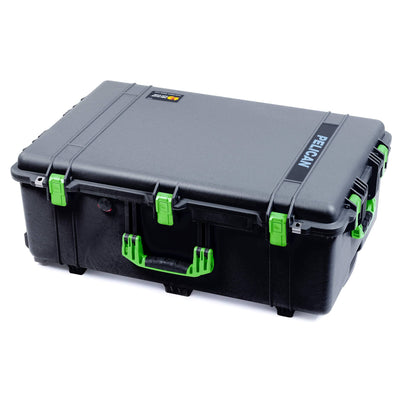 Pelican 1650 Case, Black with Lime Green Handles & Push-Button Latches ColorCase