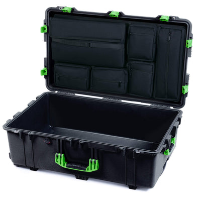 Pelican 1650 Case, Black with Lime Green Handles & Push-Button Latches Laptop Computer Lid Pouch Only ColorCase 016500-0200-110-301