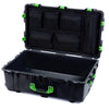 Pelican 1650 Case, Black with Lime Green Handles & Push-Button Latches Mesh Lid Organizer Only ColorCase 016500-0100-110-301