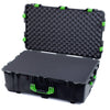 Pelican 1650 Case, Black with Lime Green Handles & Latches Pick & Pluck Foam with Convoluted Lid Foam ColorCase 016500-0001-110-300