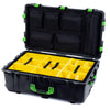 Pelican 1650 Case, Black with Lime Green Handles & Latches Yellow Padded Microfiber Dividers with Mesh Lid Organizer ColorCase 016500-0110-110-300