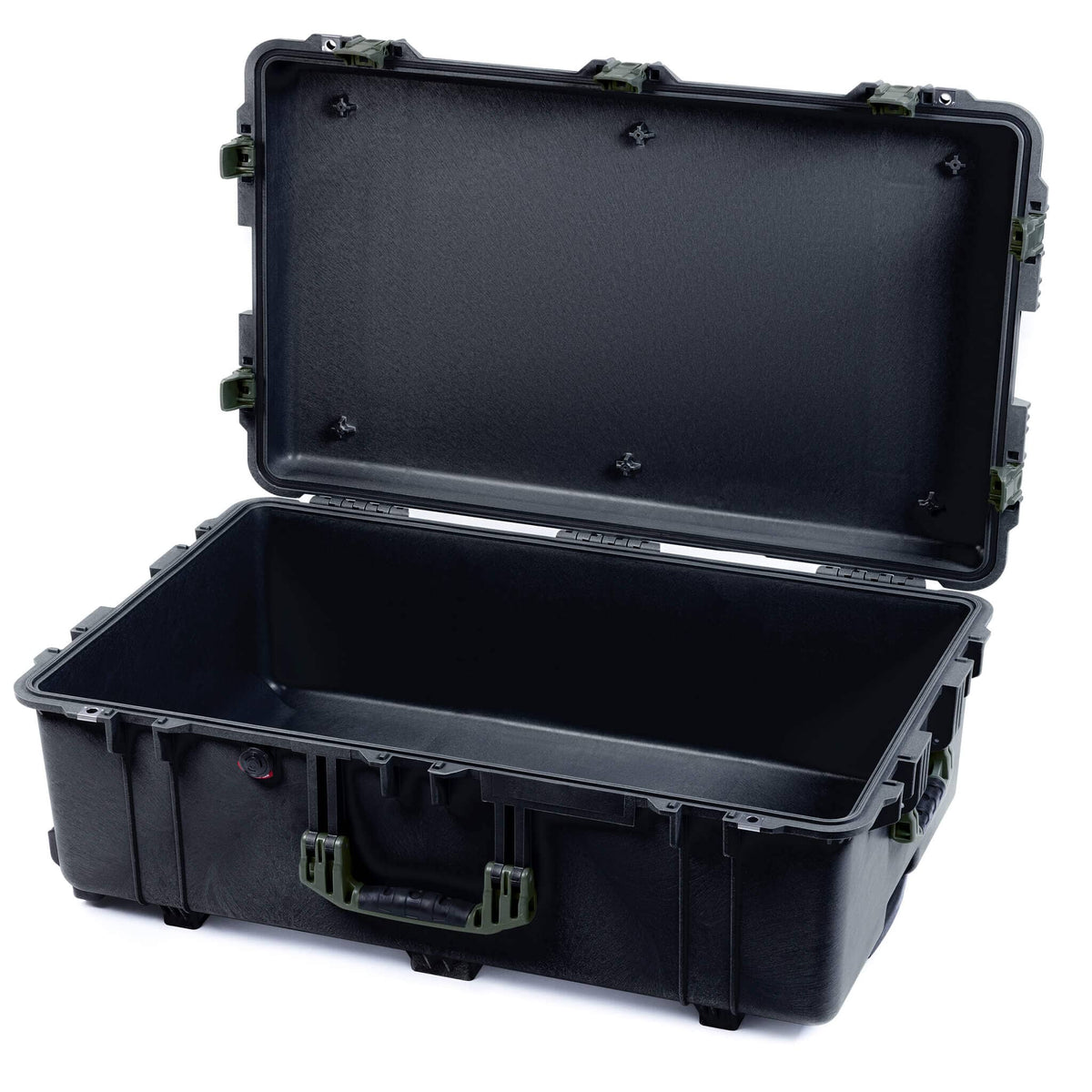 Pelican 1650 Case, Black with OD Green Handles &amp; Push-Button Latches None (Case Only) ColorCase 016500-0000-110-131