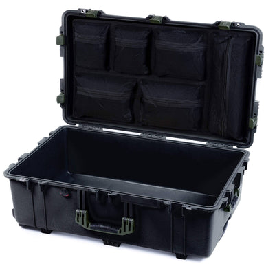 Pelican 1650 Case, Black with OD Green Handles & Latches Mesh Lid Organizer Only ColorCase 016500-0100-110-130
