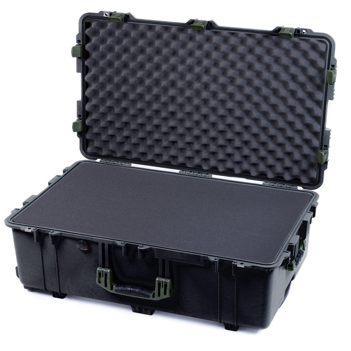 Pelican 1650 Case, Black with OD Green Handles &amp; Latches Pick &amp; Pluck Foam with Convoluted Lid Foam ColorCase 016500-0001-110-130