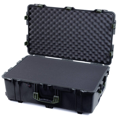 Pelican 1650 Case, Black with OD Green Handles & Push-Button Latches Pick & Pluck Foam with Convoluted Lid Foam ColorCase 016500-0001-110-131