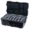 Pelican 1650 Case, Black with OD Green Handles & Push-Button Latches Gray Padded Microfiber Dividers with Laptop Computer Lid Pouch ColorCase 016500-0270-110-131