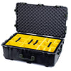 Pelican 1650 Case, Black with OD Green Handles & Push-Button Latches Yellow Padded Microfiber Dividers with Convoluted Lid Foam ColorCase 016500-0010-110-131