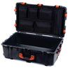Pelican 1650 Case, Black with Orange Handles & Latches Mesh Lid Organizer Only ColorCase 016500-0100-110-150