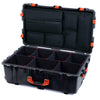 Pelican 1650 Case, Black with Orange Handles & Latches TrekPak Divider System with Laptop Computer Pouch ColorCase 016500-0220-110-150