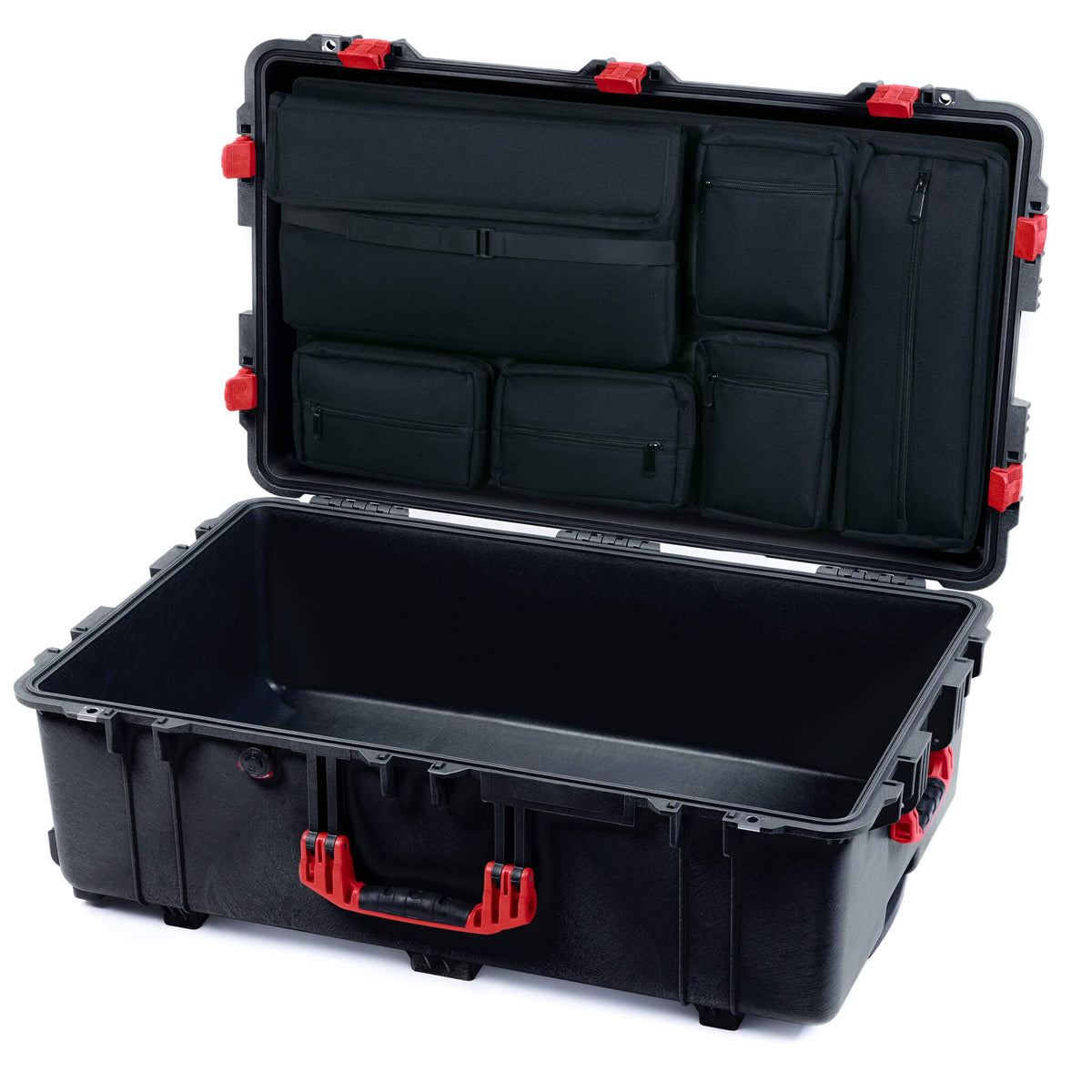 Pelican 1650 Case, Black with Red Handles &amp; Latches Laptop Computer Lid Pouch Only ColorCase 016500-0200-110-320