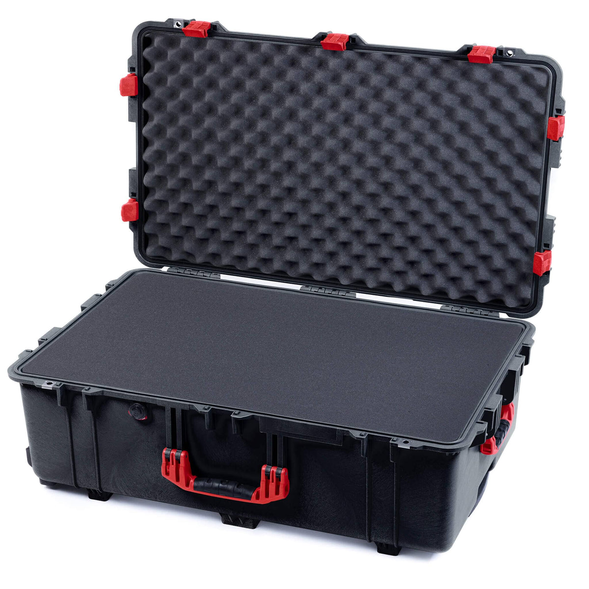 Pelican 1650 Case, Black with Red Handles &amp; Latches Pick &amp; Pluck Foam with Convoluted Lid Foam ColorCase 016500-0001-110-320