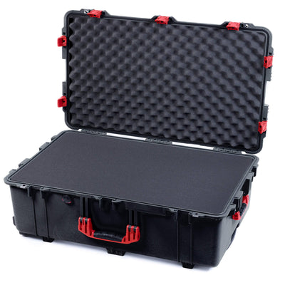 Pelican 1650 Case, Black with Red Handles & Push-Button Latches Pick & Pluck Foam with Convoluted Lid Foam ColorCase 016500-0001-110-321