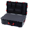 Pelican 1650 Case, Black with Red Handles & Latches Pick & Pluck Foam with Mesh Lid Organizer ColorCase 016500-0101-110-320