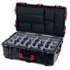 Pelican 1650 Case, Black with Red Handles & Latches Gray Padded Microfiber Dividers with Laptop Computer Lid Pouch ColorCase 016500-0270-110-320