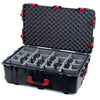 Pelican 1650 Case, Black with Red Handles & Latches Gray Padded Dividers with Convoluted Lid Foam ColorCase 016500-0070-110-320