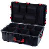 Pelican 1650 Case, Black with Red Handles & Push-Button Latches TrekPak Divider System with Mesh Lid Organizer ColorCase 016500-0120-110-321