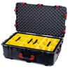 Pelican 1650 Case, Black with Red Handles & Latches Yellow Padded Microfiber Dividers with Convoluted Lid Foam ColorCase 016500-0010-110-320