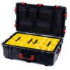 Pelican 1650 Case, Black with Red Handles & Latches Yellow Padded Microfiber Dividers with Mesh Lid Organizer ColorCase 016500-0110-110-320