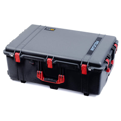 Pelican 1650 Case, Black with Red Handles & Push-Button Latches ColorCase