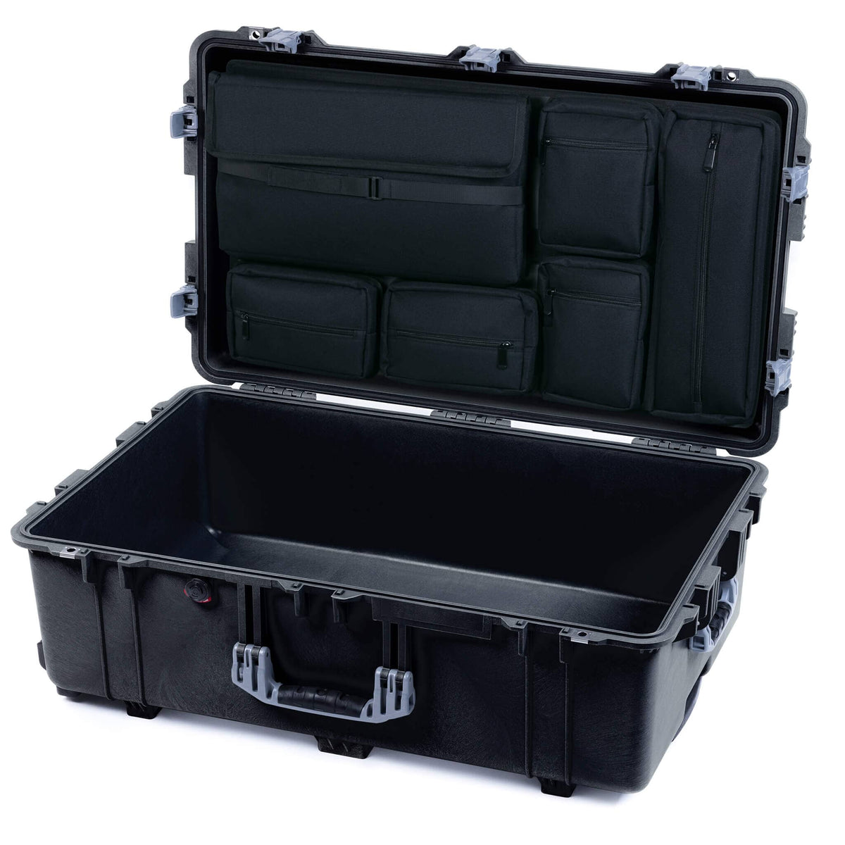Pelican 1650 Case, Black with Silver Handles &amp; Push-Button Latches Laptop Computer Lid Pouch Only ColorCase 016500-0200-110-181
