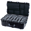 Pelican 1650 Case, Black with Silver Handles & Latches Gray Padded Microfiber Dividers with Laptop Computer Lid Pouch ColorCase 016500-0270-110-180