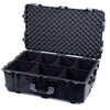 Pelican 1650 Case, Black with Silver Handles & Push-Button Latches TrekPak Divider System with Convoluted Lid Foam ColorCase 016500-0020-110-181