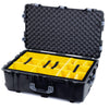 Pelican 1650 Case, Black with Silver Handles & Push-Button Latches Yellow Padded Microfiber Dividers with Convoluted Lid Foam ColorCase 016500-0010-110-181
