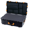 Pelican 1650 Case, Black with Yellow Handles & Latches Pick & Pluck Foam with Laptop Computer Lid Pouch ColorCase 016500-0201-110-240