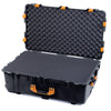 Pelican 1650 Case, Black with Yellow Handles & Latches Pick & Pluck Foam with Convoluted Lid Foam ColorCase 016500-0001-110-240