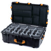 Pelican 1650 Case, Black with Yellow Handles & Latches Gray Padded Microfiber Dividers with Laptop Computer Lid Pouch ColorCase 016500-0270-110-240