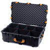 Pelican 1650 Case, Black with Yellow Handles & Latches TrekPak Divider System with Convoluted Lid Foam ColorCase 016500-0020-110-240
