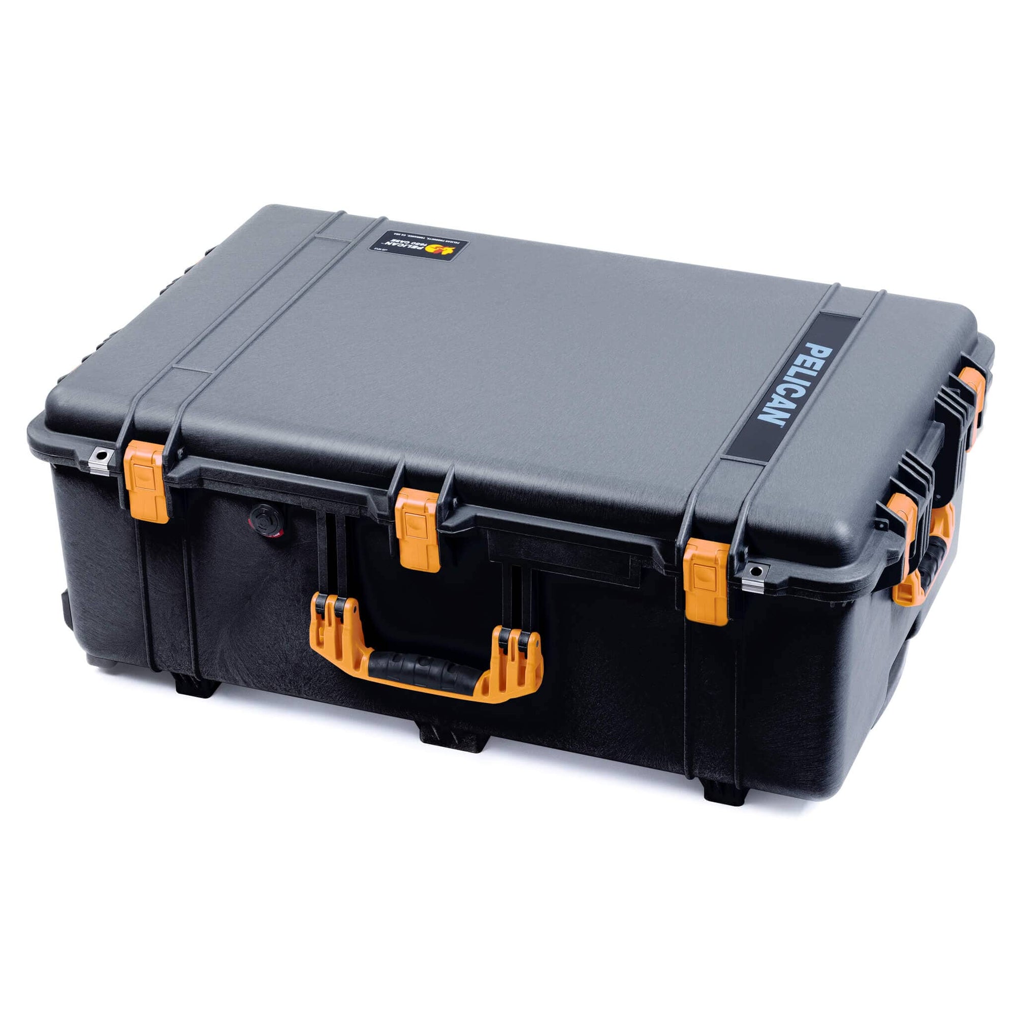 Pelican 1650 Case, Black with Yellow Handles & Push-Button Latches ColorCase 