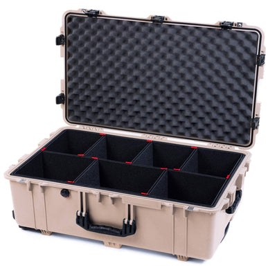 Pelican 1650 Case, Desert Tan with Black Handles & TSA Locking Latches TrekPak Divider System with Convoluted Lid Foam ColorCase 016500-0020-310-L10