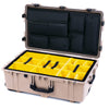 Pelican 1650 Case, Desert Tan with Black Handles & TSA Locking Latches Yellow Padded Microfiber Dividers with Laptop Computer Lid Pouch ColorCase 016500-0210-310-L10