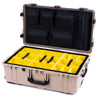 Pelican 1650 Case, Desert Tan with Black Handles & TSA Locking Latches Yellow Padded Microfiber Dividers with Mesh Lid Organizer ColorCase 016500-0110-310-L10