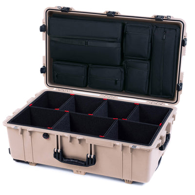 Pelican 1650 Case, Desert Tan with Black Handles & Latches TrekPak Divider System with Laptop Computer Pouch ColorCase 016500-0220-310-110