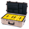 Pelican 1650 Case, Desert Tan with Black Handles & Latches Yellow Padded Microfiber Dividers with Laptop Computer Lid Pouch ColorCase 016500-0210-310-110