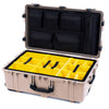 Pelican 1650 Case, Desert Tan with Black Handles & Latches Yellow Padded Microfiber Dividers with Mesh Lid Organizer ColorCase 016500-0110-310-110