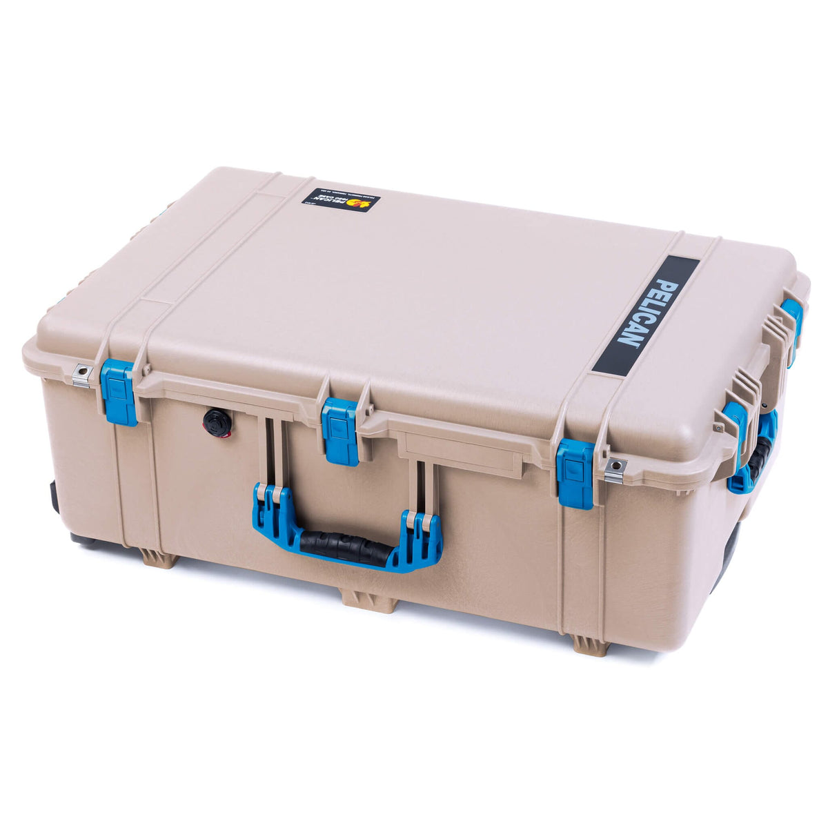 Pelican 1650 Case, Desert Tan with Blue Handles &amp; Push-Button Latches ColorCase 