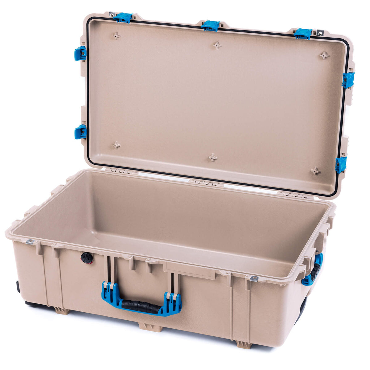 Pelican 1650 Case, Desert Tan with Blue Handles &amp; Push-Button Latches None (Case Only) ColorCase 016500-0000-310-121