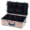 Pelican 1650 Case, Desert Tan with Blue Handles & Latches TrekPak Divider System with Mesh Lid Organizer ColorCase 016500-0120-310-120