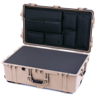 Pelican 1650 Case, Desert Tan Pick & Pluck Foam with Laptop Computer Lid Pouch ColorCase 016500-0201-310-310