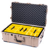 Pelican 1650 Case, Desert Tan (Push-Button Latches) Yellow Padded Microfiber Dividers with Convoluted Lid Foam ColorCase 016500-0010-310-310