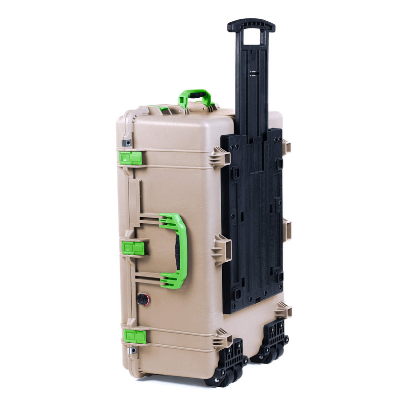 Pelican 1650 Case, Desert Tan with Lime Green Handles & Push-Button Latches ColorCase 
