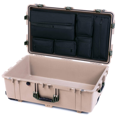 Pelican 1650 Case, Desert Tan with OD Green Handles & Push-Button Latches Laptop Computer Lid Pouch Only ColorCase 016500-0200-310-131