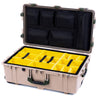 Pelican 1650 Case, Desert Tan with OD Green Handles & Latches Yellow Padded Microfiber Dividers with Mesh Lid Organizer ColorCase 016500-0110-310-130
