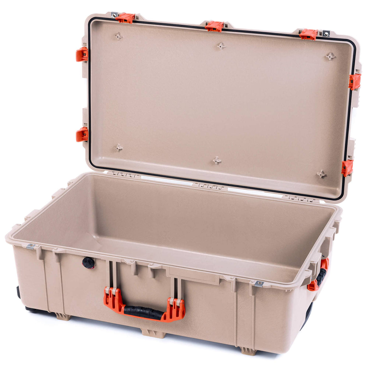 Pelican 1650 Case, Desert Tan with Orange Handles &amp; Push-Button Latches None (Case Only) ColorCase 016500-0000-310-151